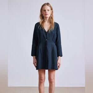 Apiece Apart Lleva Snap Front Mini Dress Organic Cotton Linen NWT